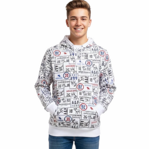 Abercrombie Kids Youth Boy’s Size 15/16 White Patterned Sweatshirt Hoodie